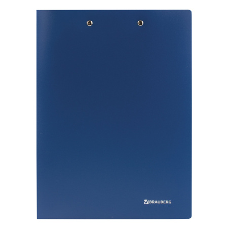 Папка с 2-мя металлическими прижимами BRAUBERG стандарт, синяя, до 100 листов, 0,6 мм, 221625 - Папки с прижимом