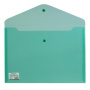 Папка-конверт с кнопкой BRAUBERG, А4, до 100 листов, прозрачная, зеленая, СВЕРХПРОЧНАЯ 0,18 мм, 224810 - Папки-конверты с кнопкой