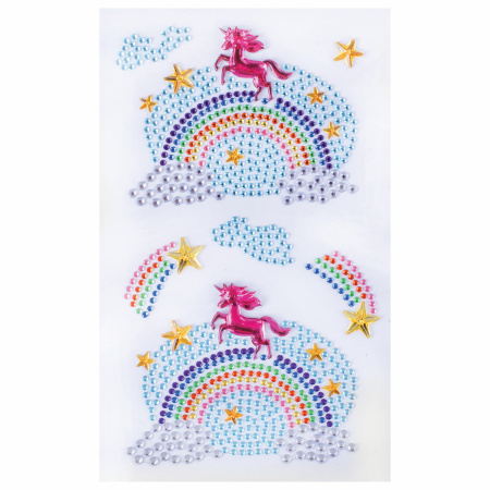 Наклейки готовые из страз НА РАДУГЕ, 7 декоративных элементов, 9,5х15,5 см, ОСТРОВ СОКРОВИЩ, 662237 - Стразы для творчества