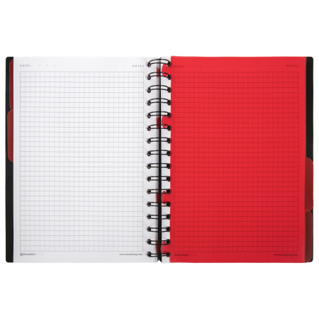 Тетрадь-блокнот 150 л., A5, 170x215 мм, BRAUBERG, клетка, обложка пластиковая, на резинке, 4 разделения, "Black Jack", 401793 - Тетради-блокноты