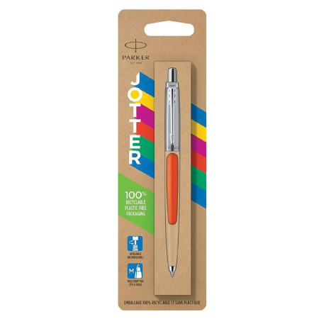 Ручка шариковая PARKER "Jotter Orig Orange", корпус оранжевый, детали хром, блистер, синяя, 2076054 - Ручки шариковые подарочные