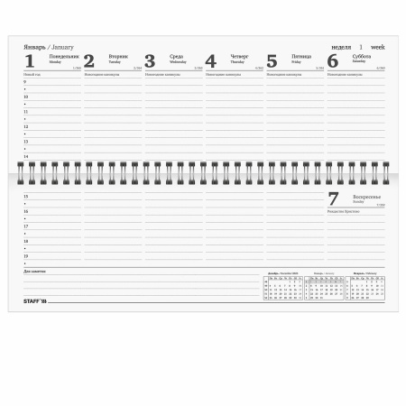 Планинг датированный 2024 285х112 мм, STAFF, гребень, картонная обложка, 64 л., "Символика", 115153 - Планинги