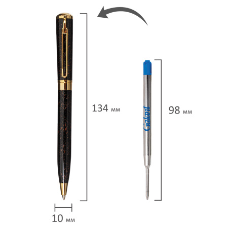 Ручка подарочная шариковая GALANT "TINTA MARBLE", корпус коричневый, золотистые детали, узел 0,7 мм, синяя, 143501 - Ручки шариковые подарочные