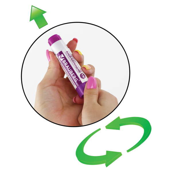 Клей-карандаш BRAUBERG, 15 г, обесцвечивающийся после высыхания, 1 шт, 220874 - Клей-карандаш