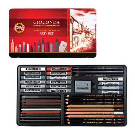 Набор художественный KOH-I-NOOR "Gioconda", 39 предметов, металлическая коробка, 8891000001PL - Профессиональные наборы для художников