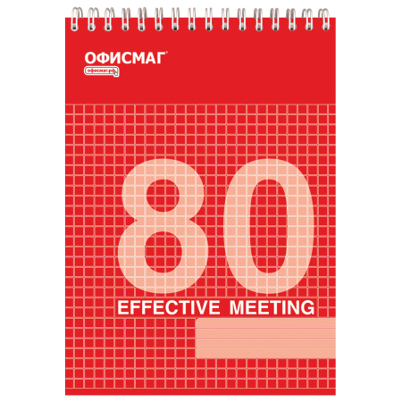 Блокнот А5 146х205 мм, 80 л., гребень, мелованная картонная обложка, клетка, ОФИСМАГ, 3 вида, 123021 - Блокноты