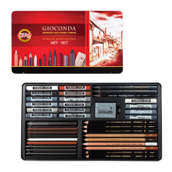 Набор художественный KOH-I-NOOR "Gioconda", 39 предметов, металлическая коробка, 8891000001PL - Профессиональные наборы для художников