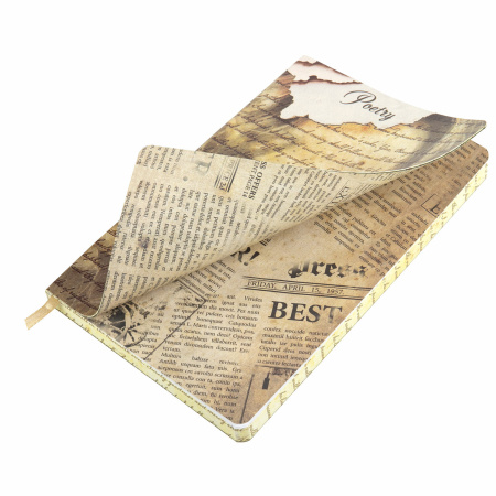 Ежедневник недатированный А5 (138х213 мм), BRAUBERG VISTA, под кожу, гибкий, 136 л., "Poetry", 112001 - Ежедневники с покрытием "под кожу и ткань"