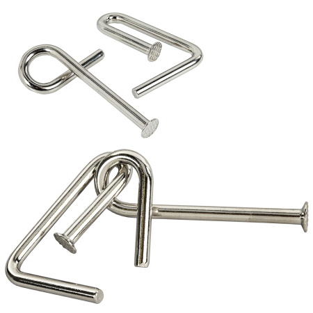 Головоломки металлические большие ЗОЛОТАЯ СКАЗКА, набор 6 штук, ГВОЗДИ, 664925 - Игрушки развивающие