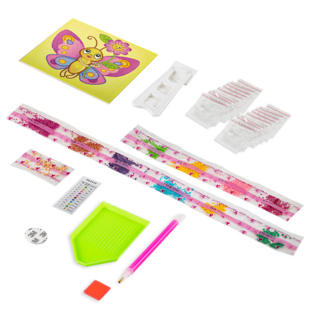 Картина стразами (алмазная мозаика) 20х20 см, ЮНЛАНДИЯ "Бабочка", картон, 662434 - Алмазная вышивка