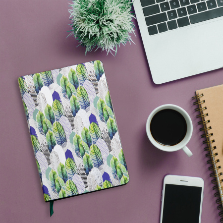 Ежедневник недатированный А5 (138х213 мм), BRAUBERG VISTA, под кожу, гибкий, фольга, 136 л., "Forest", 112029 - Ежедневники с покрытием "под кожу и ткань"