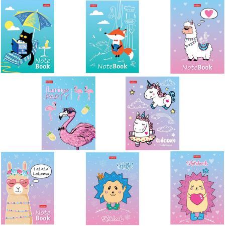 Блокнот МАЛЫЙ ФОРМАТ А6 105х145 мм, 24 л., скоба, ламинированная бумага, HATBER, Животные, 24Б6В1