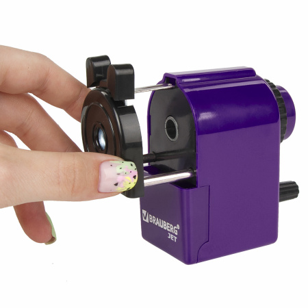 Точилка механическая BRAUBERG "JET", металлический механизм, корпус фиолетовый, 229569 - Точилки механические