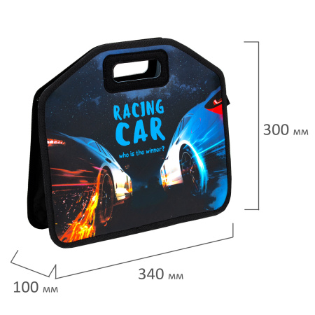 Папка-сумка ЮНЛАНДИЯ, 1 отделение, фетровые ручки, 34х30х11 см, "Night race", 270999 - Папки-сумки с ручками