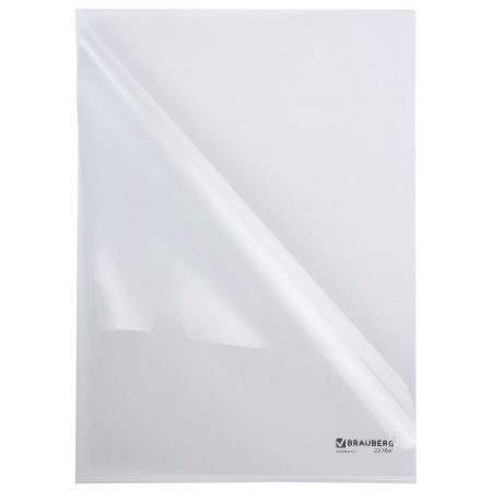 Папка-уголок жесткая BRAUBERG, прозрачная, 0,15 мм, 221641 - Папки-уголки пластиковые