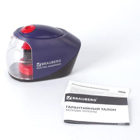 Точилка электрическая BRAUBERG "Delta", питание от 4 батареек АА, спиралевидное лезвие, 228421 - Точилки электрические