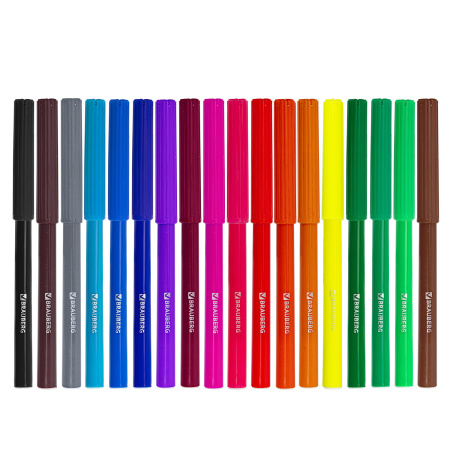 Фломастеры BRAUBERG "Wonderful butterfly", 18 цветов, вентилируемый колпачок, пласт. упаковка, увеличенный срок службы, 150523 - Фломастеры классические