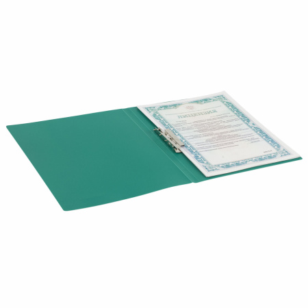 Папка с боковым металлическим прижимом STAFF, зеленая, до 100 листов, 0,5 мм, 229235 - Папки с прижимом