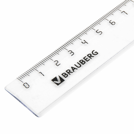 Линейка пластиковая 20 см, BRAUBERG, прозрачная, тонированная, 210606 - Линейки