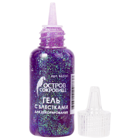 Гель с блестками ОСТРОВ СОКРОВИЩ, для декора, 20 мл, НЕОН, цвета ассорти, 1 шт, 662261 - Гель, гель-клей, краска для декорирования
