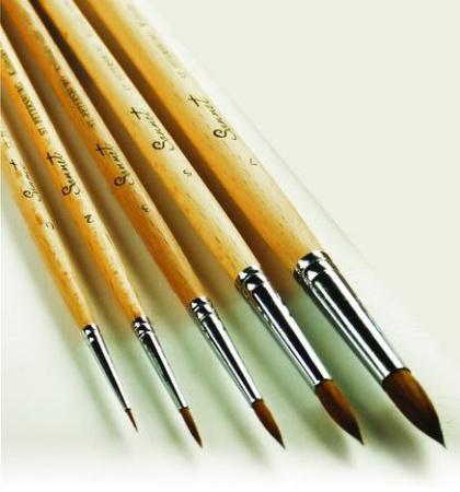 Кисть из колонка микс круглая, короткая лакированная ручка №3 "Сонет" - Кисти художественные смесевой ворс (микс)