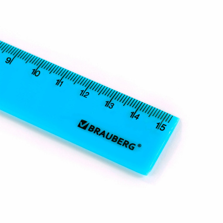 Линейка пластиковая 15 см BRAUBERG "NEON", непрозрачная, ассорти, 210750 - Линейки