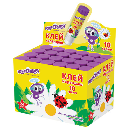 Клей-карандаш ЮНЛАНДИЯ "ЮНЛАНДИК И БОЖЬЯ КОРОВКА", 10 г, улучшенный, 271137 - Клей-карандаш