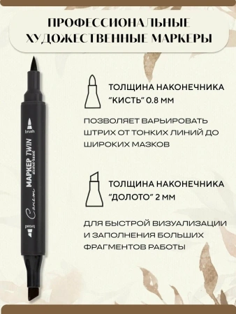 Набор художественных спиртовых маркеров "Сонет" Twin Brush "Синие цвета №2", 6 цветов - Скетчмаркеры в наборах