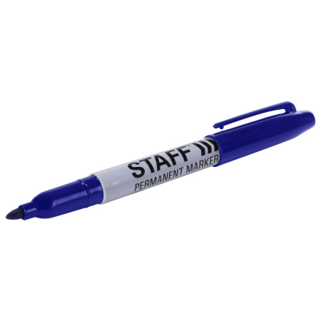 Маркер перманентный STAFF EVERYDAY PM-233, СИНИЙ, эргономичный корпус, круглый наконечник 2 мм, 151234 - Маркеры перманентные
