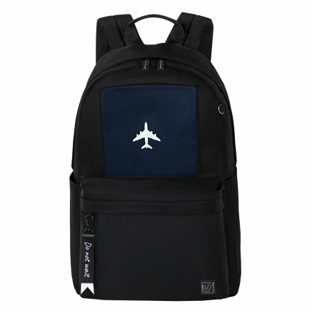 Рюкзак BRAUBERG FASHION CITY универсальный, карман-антивор, "Airplane", черный, 44х31х16 см, 271675 - Рюкзаки городские для старшеклассников и студентов