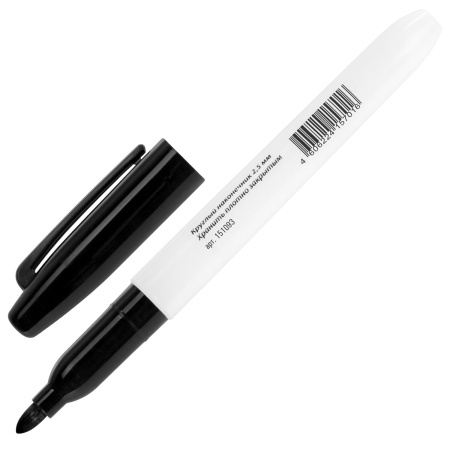 Маркер стираемый для белой доски STAFF "EVERYDAY" WBM-093, ЧЕРНЫЙ, 2,5 мм, тонкий корпус, 151093 - Маркеры для досок