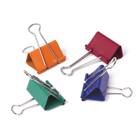 Зажимы для бумаг ОФИСМАГ, КОМПЛЕКТ 12 шт., 51 мм, на 230 листов, цветные, картонная коробка, 226768 - Зажимы для бумаг