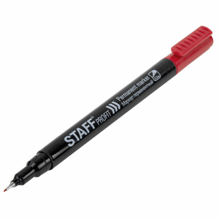 Маркер перманентный STAFF "Profit PM-105", КРАСНЫЙ, тонкий металлический наконечник 0,5 мм, 152172 - Маркеры перманентные