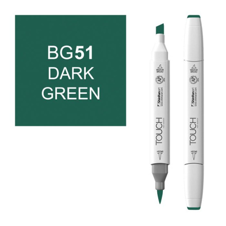Маркер двухсторонний спиртовой TOUCH TWIN BRUSH BG51 Зеленый темный