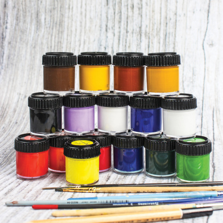 Гуашь художественная BRAUBERG ART CLASSIC, НАБОР 16 цветов в баночках по 22 мл, 191584 - Гуашь художественная в наборах