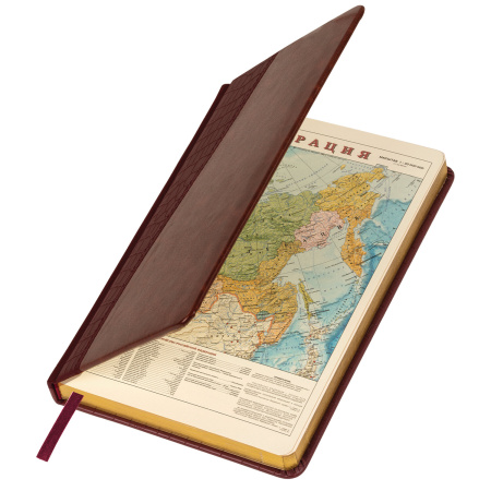 Ежедневник недатированный А5 138х213 мм BRAUBERG "Cayman" под кожу, 160 л., коричневый/коричневый, 125084 - Ежедневники с покрытием "под кожу и ткань"