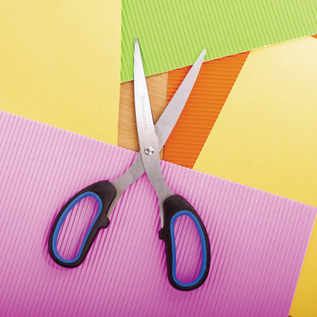 Ножницы BRAUBERG "Classic+", 205 мм, черно-синие, классической формы, резиновые вставки, 236449 - Ножницы универсальные