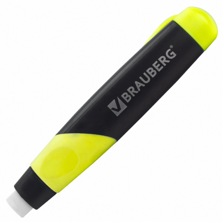 Ластик выдвижной BRAUBERG "Blaster", 112х21х24мм, белый, пластиковый держатель ассорти, 223593 - Ластики классические