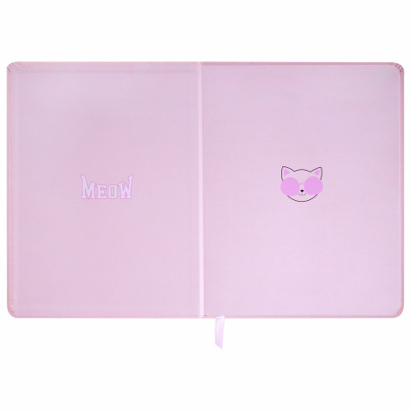 Дневник 1-11 класс 48 л., кожзам (твердая), печать, глиттер, ЮНЛАНДИЯ, "Meow", 106203 - Дневники универсальные