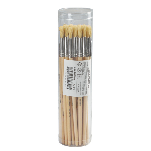 Кисть BRAUBERG, щетина, круглая, № 7, 200198 - Кисти для рисования