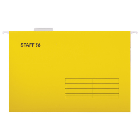 Подвесные папки A4/Foolscap (404х240 мм) до 80 л., КОМПЛЕКТ 10 шт., желтые, картон, STAFF, 270935 - Подвесные папки Foolscap