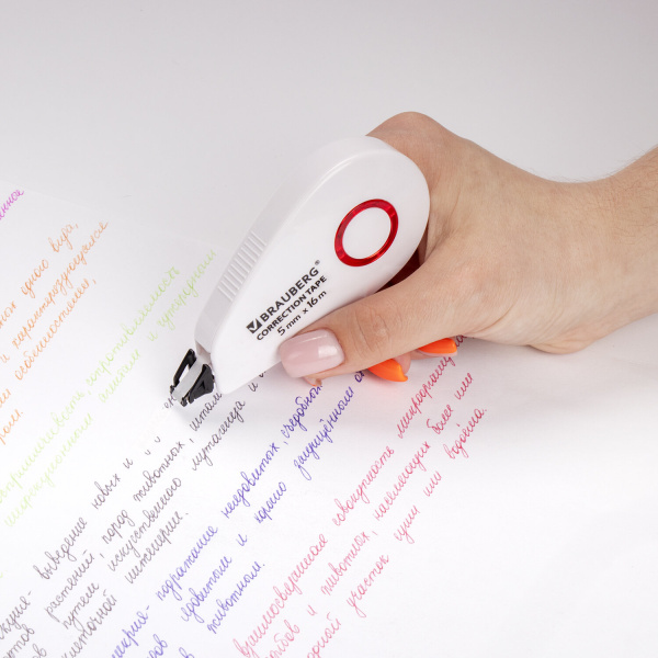 Корректирующая лента BRAUBERG SUPER, 5 мм х 16 м, корпус белый, блистер, 229061 - Корректирующие ленты