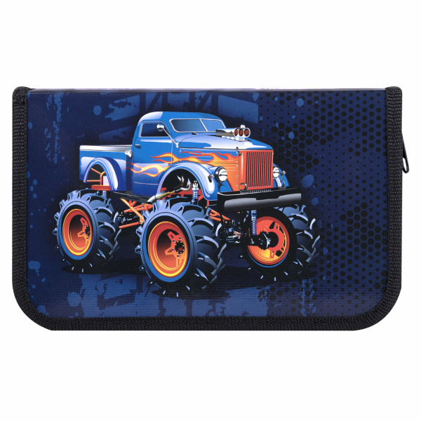 Пенал ПИФАГОР, 1 отделение, ламинированный картон, 19х11 см, "MONSTER TRUCK", 229147 - Пеналы каркасные