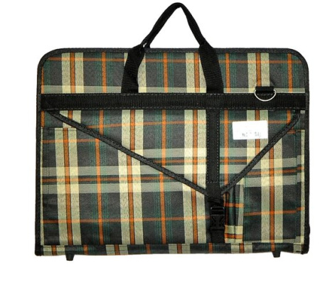 Папка на молнии А-3/1 объемная с карманом 600 D Клетка (470х330х50 мм)