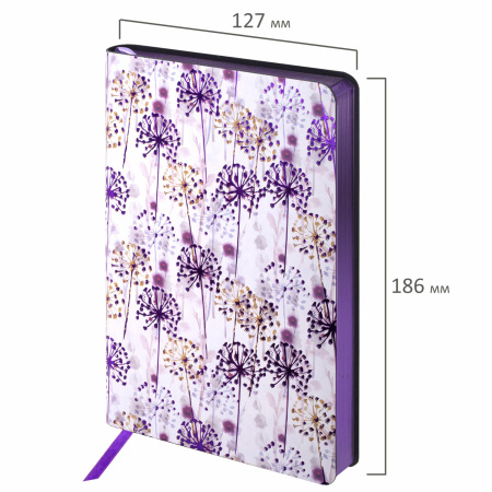 Ежедневник недатированный B6 (127х186 мм), BRAUBERG VISTA, под кожу, гибкий, срез фольга, 136 л., "Spring meadow", 112111 - Ежедневники с покрытием "под кожу и ткань"