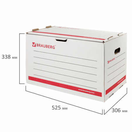 Короб архивный (306х525х338 мм), гофрокартон, белый, BRAUBERG, 126522 - Короба архивные