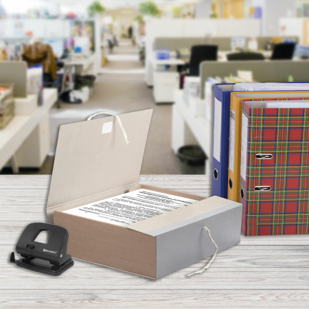 Короб архивный (240х330 мм), 120 мм, 2 завязки, переплетный картон/бумвинил, до 1000 листов, STAFF, 126903 - Короба архивные