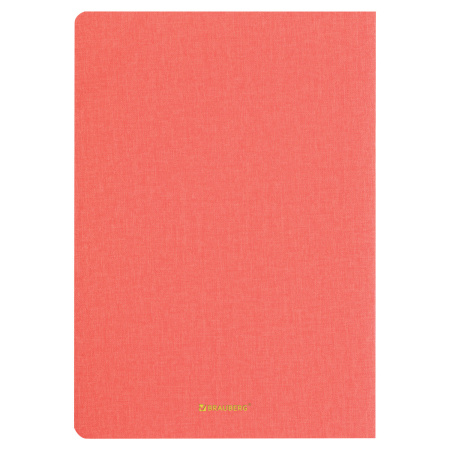 Тетрадь 48 л. в клетку обложка кожзам под лён, сшивка, A5 (147х210мм), КОРАЛЛОВЫЙ, BRAUBERG PASTEL, 403870 - Тетради 40-48 листов