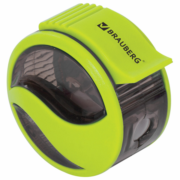 Точилка BRAUBERG "Rewind", с контейнером, пластиковая, корпус ассорти, 228468 - Точилки ручные