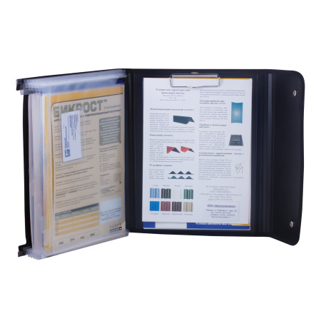 Папка для конференций BRAUBERG, А4, 6 отделений, черная, Россия, 226015 - Папки пластиковые с отделениями